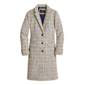 NWT JCrew Dalton Topcoat Coat Jacket Womens 8 Brown Glen Plaid Wool Lined NEW